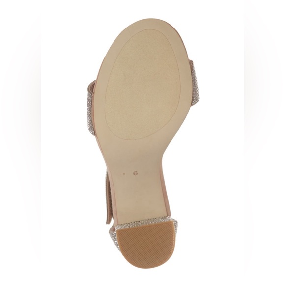 NWT Jeffery Campbell Lindsay Sandal Block Heel in Nude Suede Champagne Sparkle - Picture 6 of 12